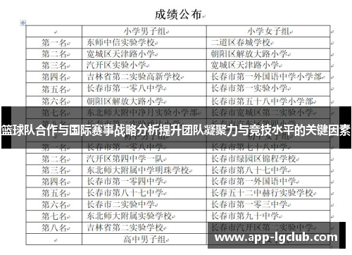 篮球队合作与国际赛事战略分析提升团队凝聚力与竞技水平的关键因素